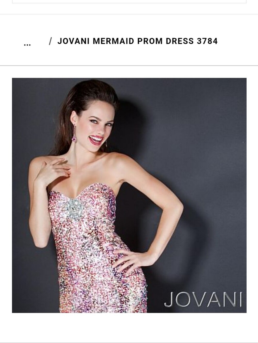 Jovani Strapless Sequin Mermaid Gown in Multicolor Pastels size 0 - Picture 2 of 14